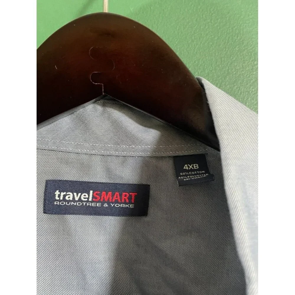 Roundtree & York - TravelSmart - Men's Blue Short Sleeve Button Down- Size 4XB - Picture 4 of 5